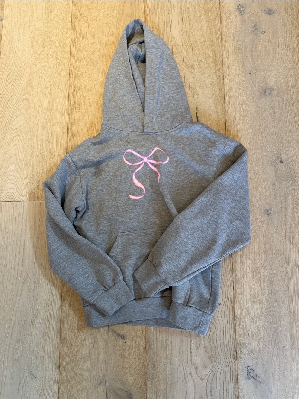 PacSun Kids Gray Pullover Hoodie with Pink Bow Graphic